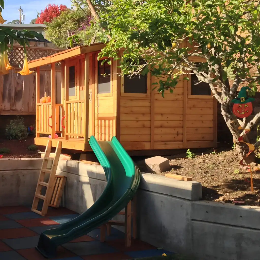 Outdoor Living Today 7x9 Cozy Cabin Playhouse Kit & Sandbox