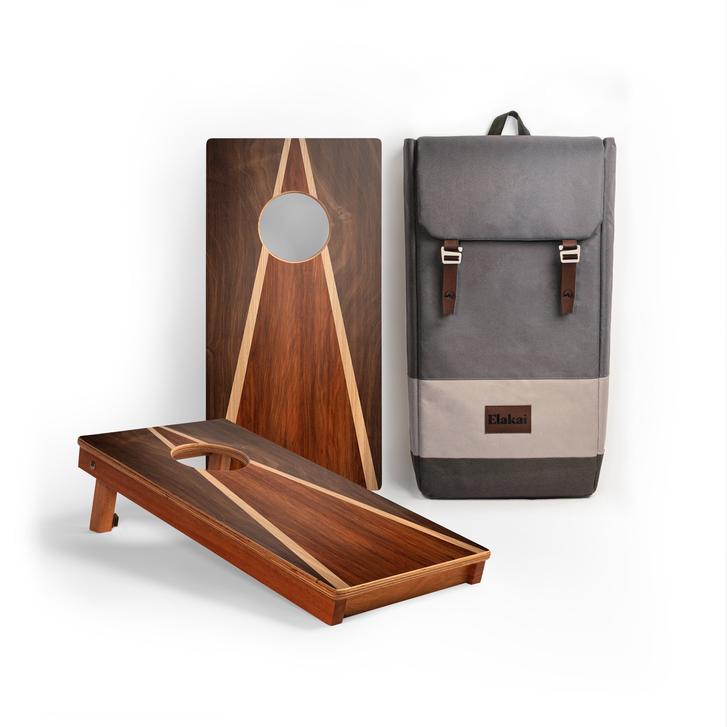 1ft x 2ft  Dark Wood Triangle Compact Travel Cornhole Boards