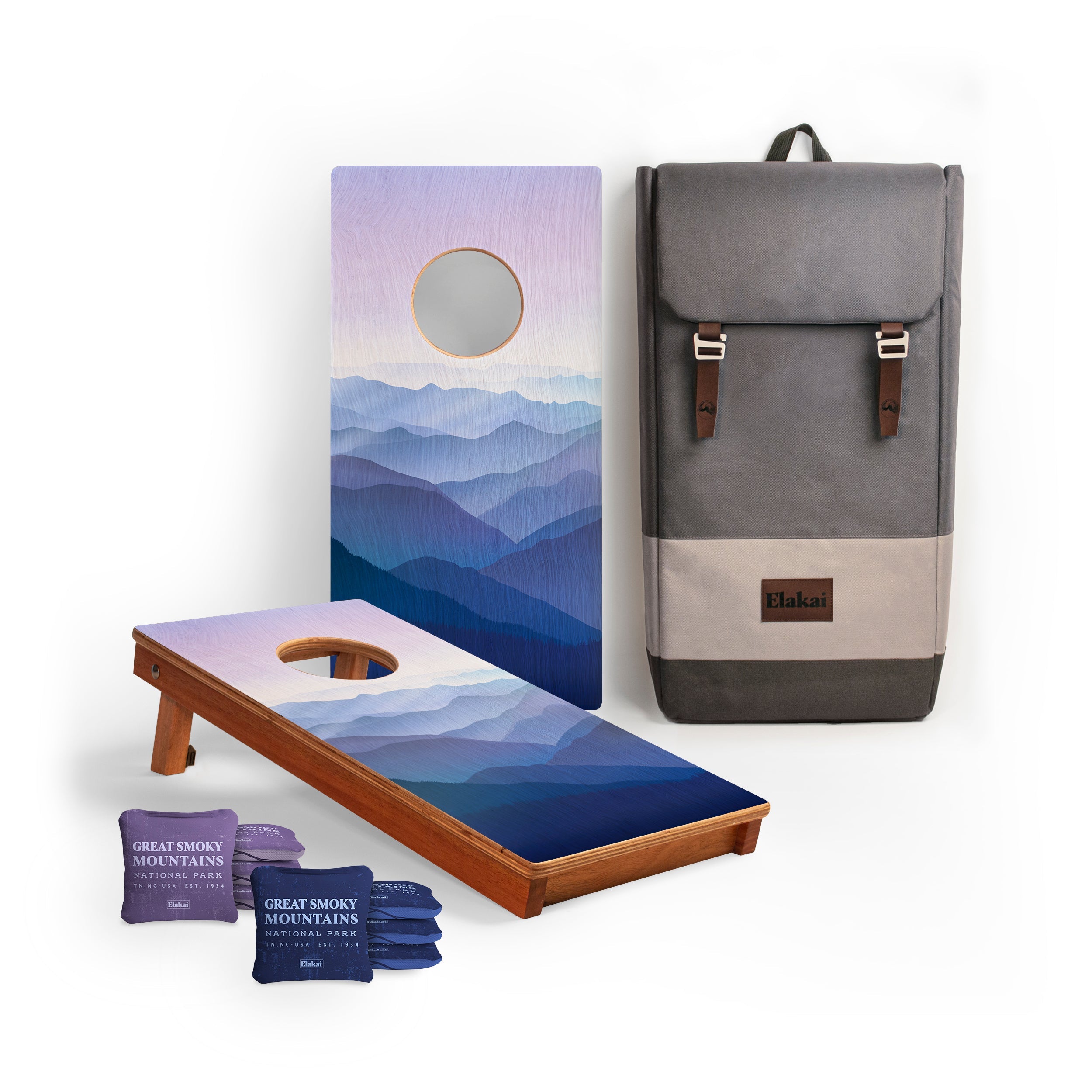 1ft x 2ft Great Smoky Mountains Compact Travel Cornhole Board Set