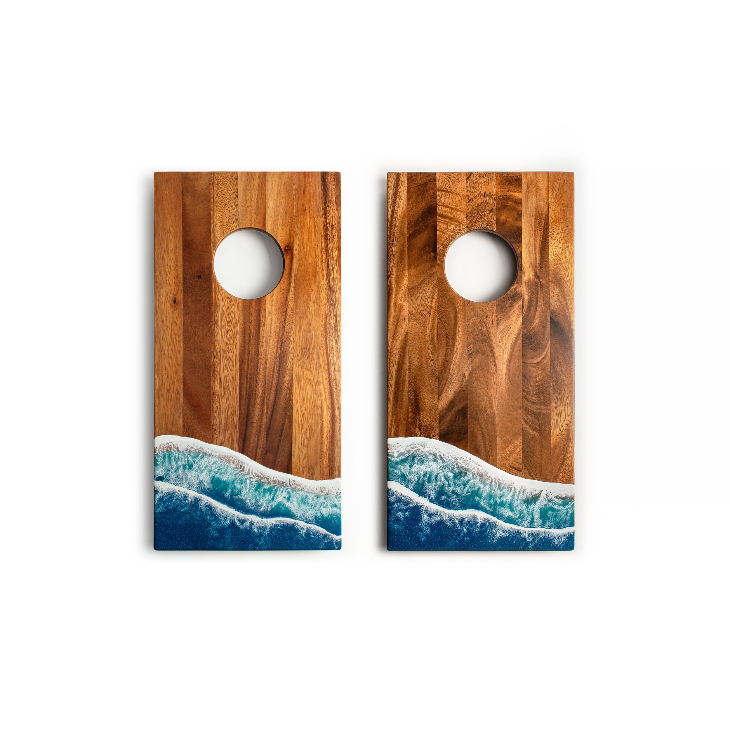 1ft x 2ft Beach Epoxy Resin Wood Compact Travel Cornhole Board Set
