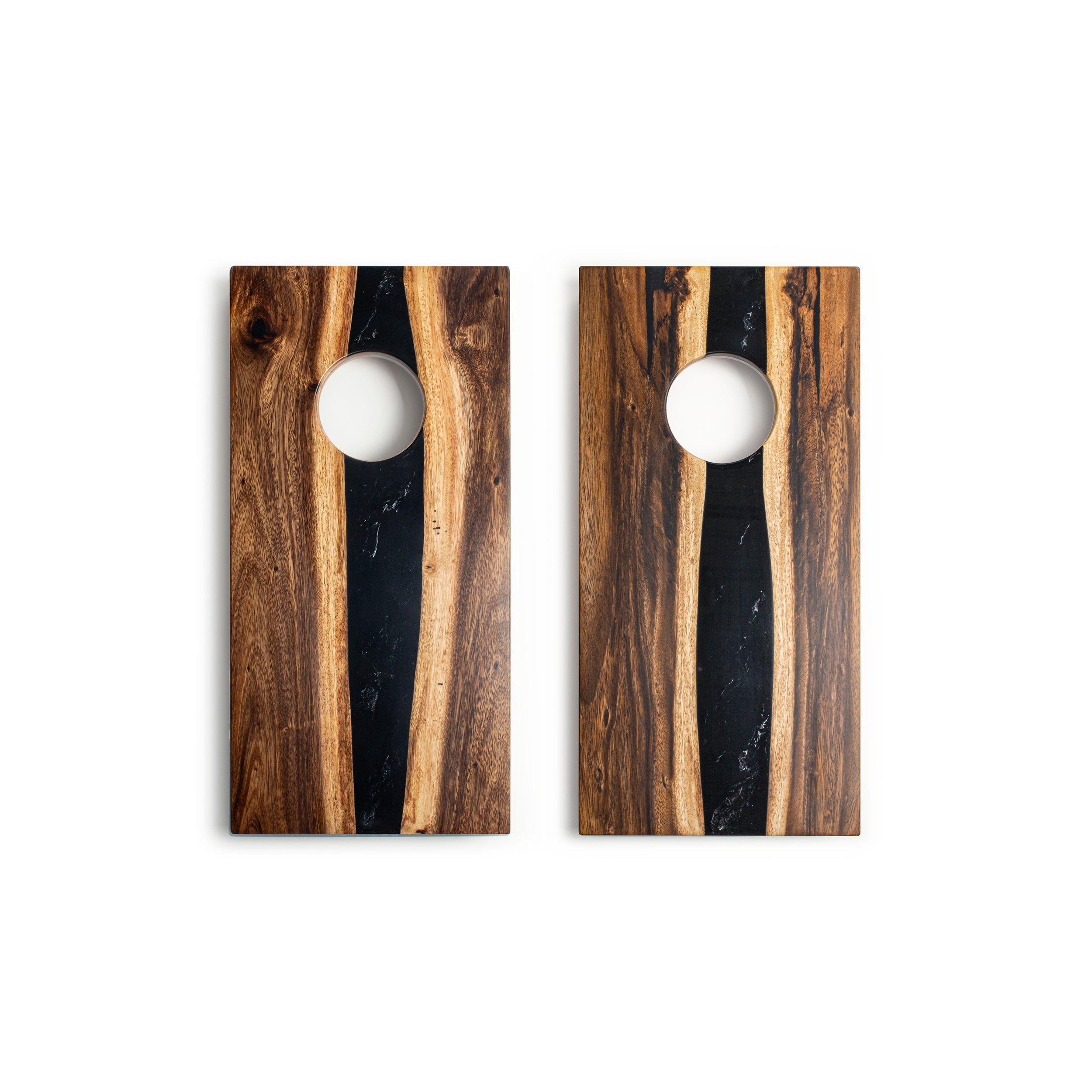 1ft x 2ft One of a Kind Black Epoxy Resin Wood Compact Travel Cornhole Boards