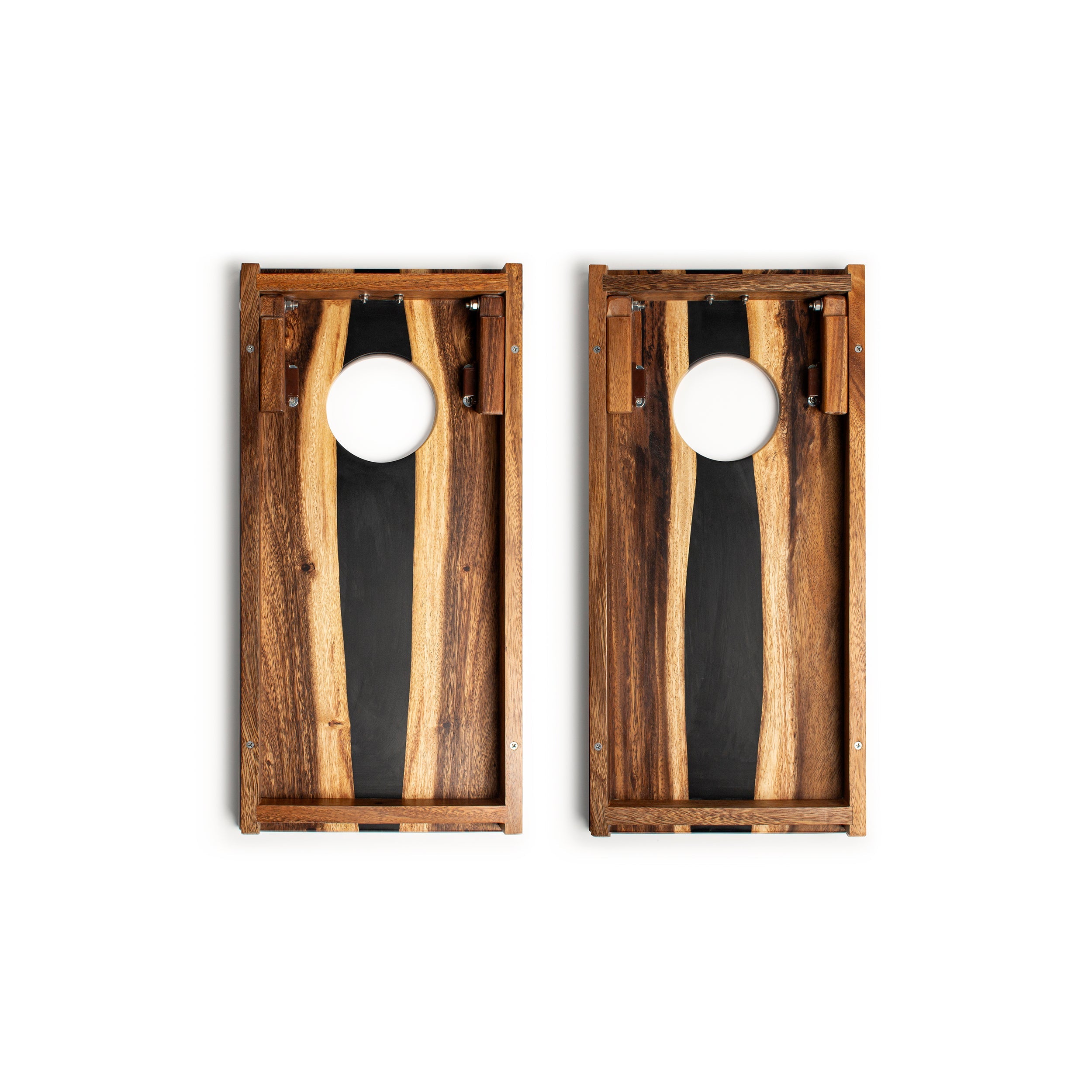 1ft x 2ft One of a Kind Black Epoxy Resin Wood Compact Travel Cornhole Boards