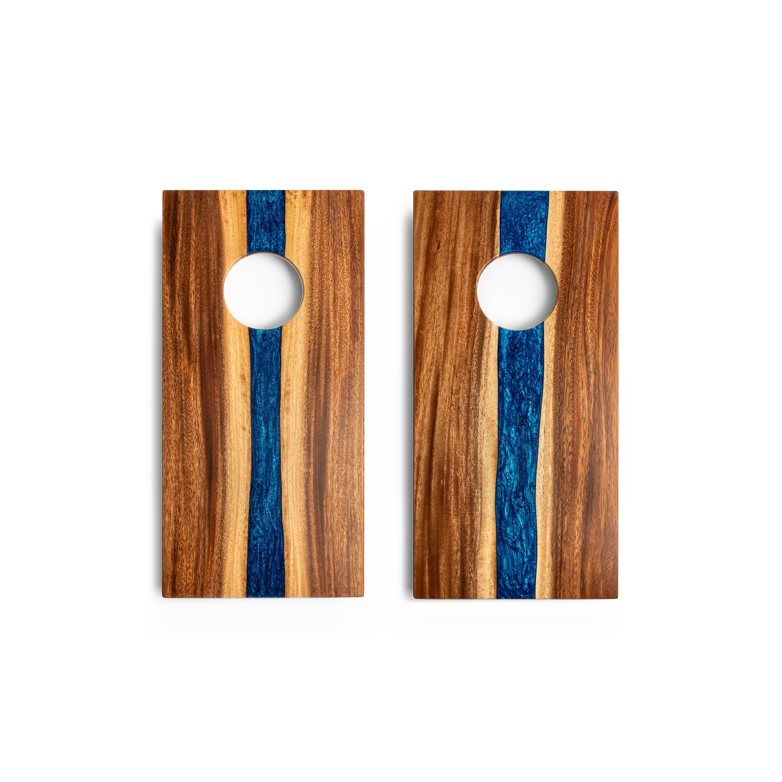 1ft x 2ft One of a Kind Blue Pearl Epoxy Resin Wood Compact Travel Cornhole Boards