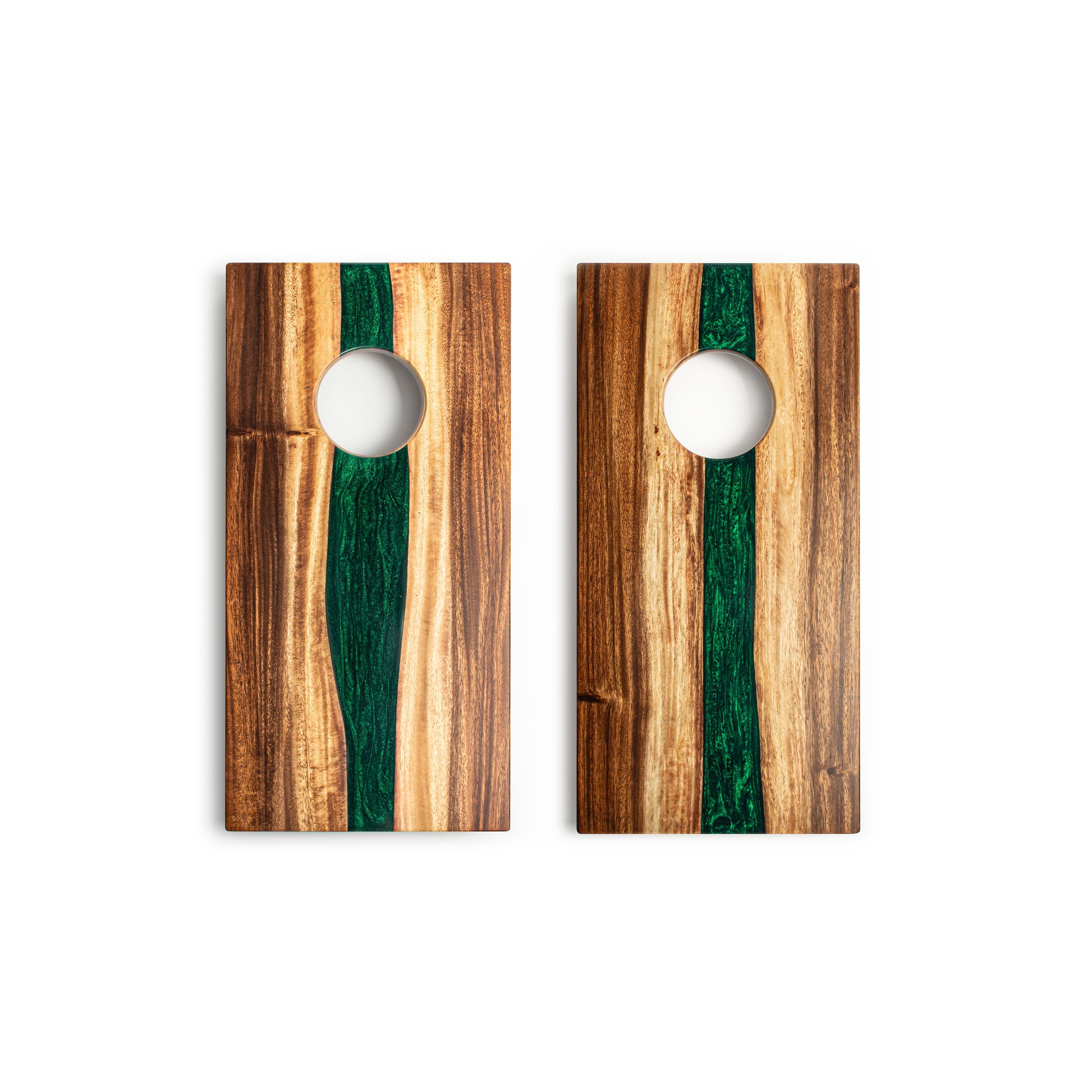 1ft x 2ft One of a Kind Green Pearl Epoxy Resin Wood Compact Travel Cornhole Boards