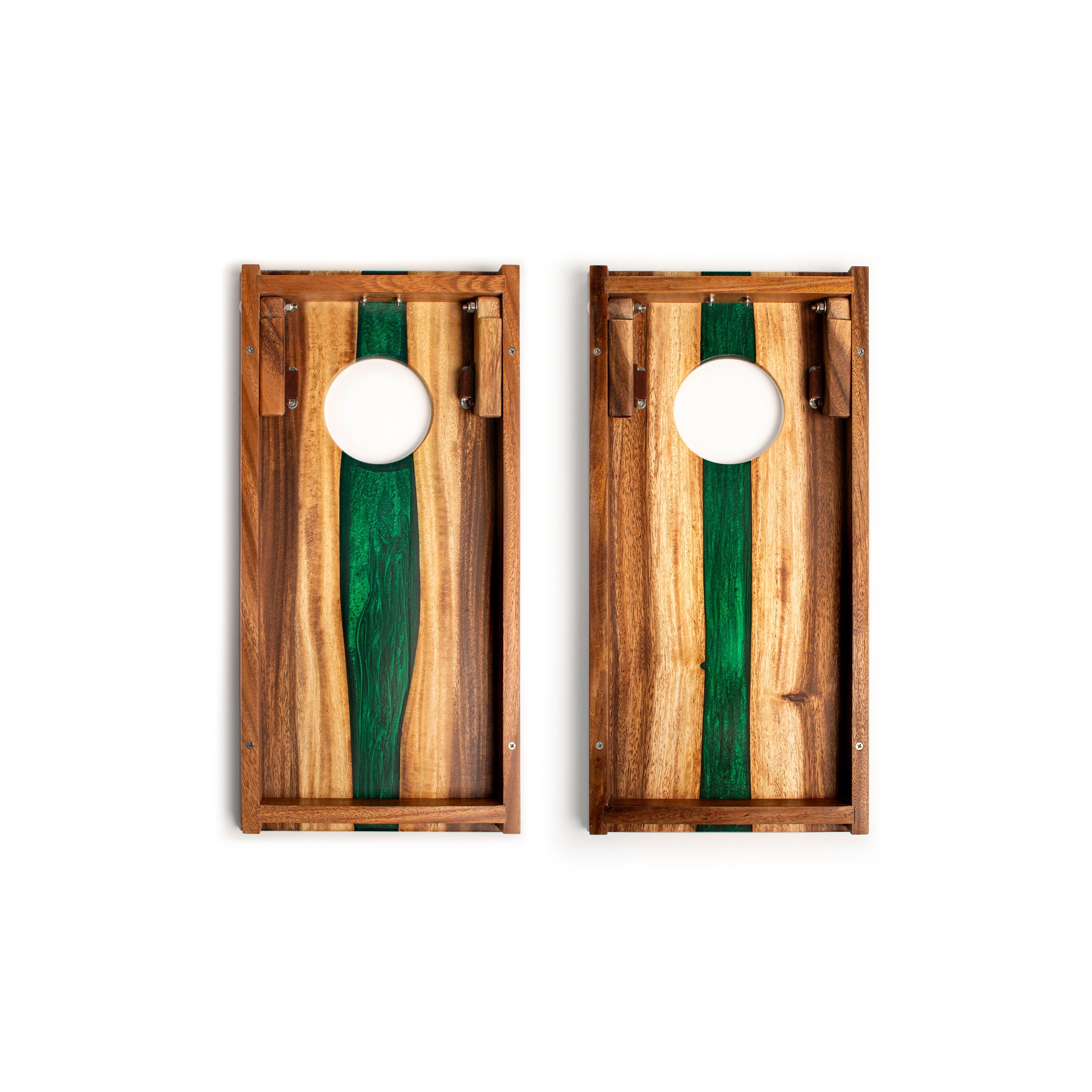 1ft x 2ft One of a Kind Green Pearl Epoxy Resin Wood Compact Travel Cornhole Boards