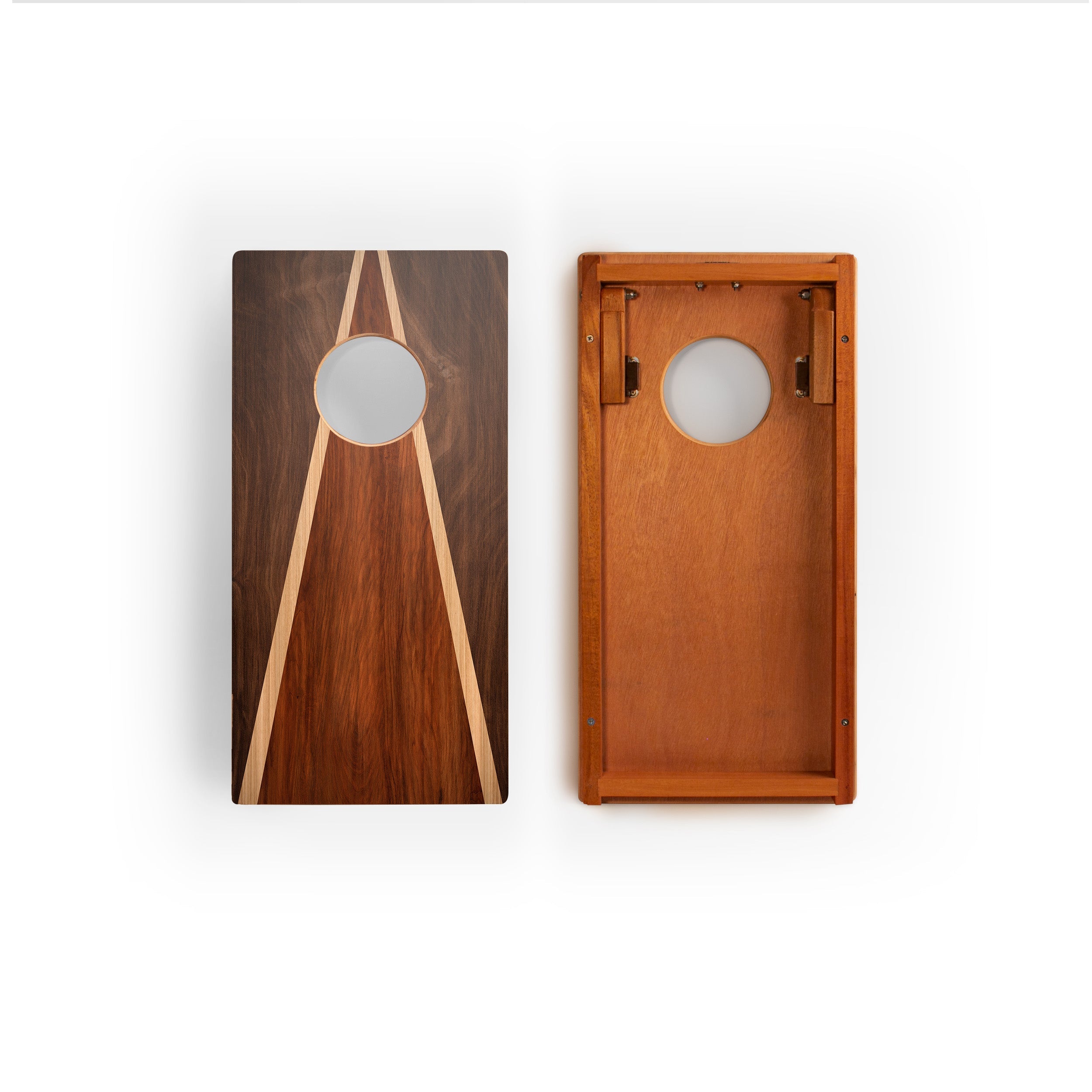 1ft x 2ft  Dark Wood Triangle Compact Travel Cornhole Boards