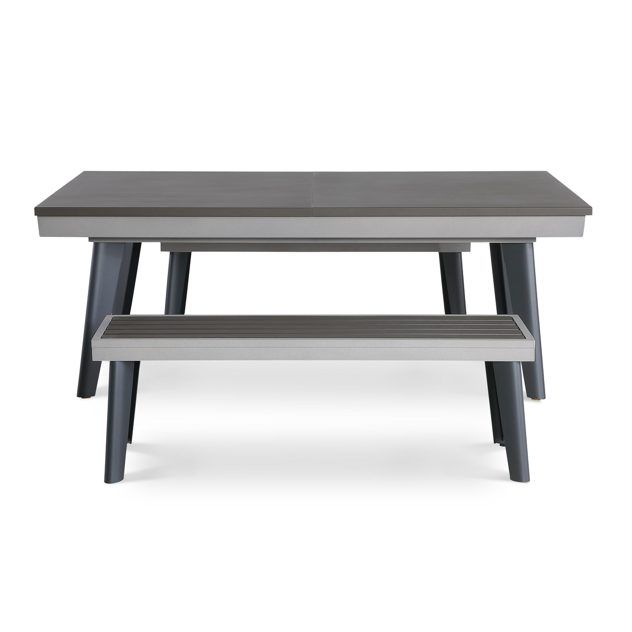Playcraft Santorini 7’ Outdoor Slate Pool Table w/ Dining Top, Benches, and Ping Pong